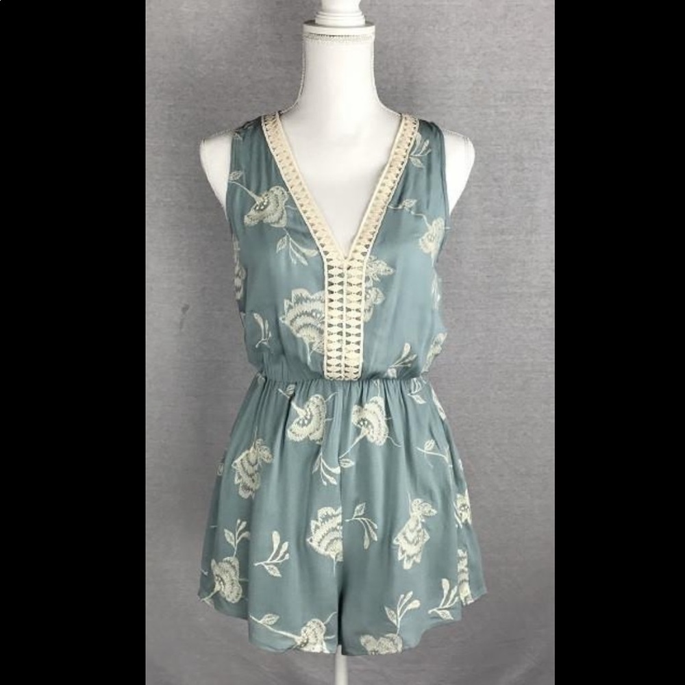 Lush Slate Embroidered Romper